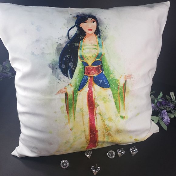 Mulan Princess Mouse Themed Home Decorative Throw White Pillowcase - Picture 2 of 12